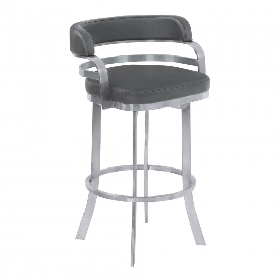 Prinz 26" Counter Height Swivel Grey Faux Leather Bar Stool