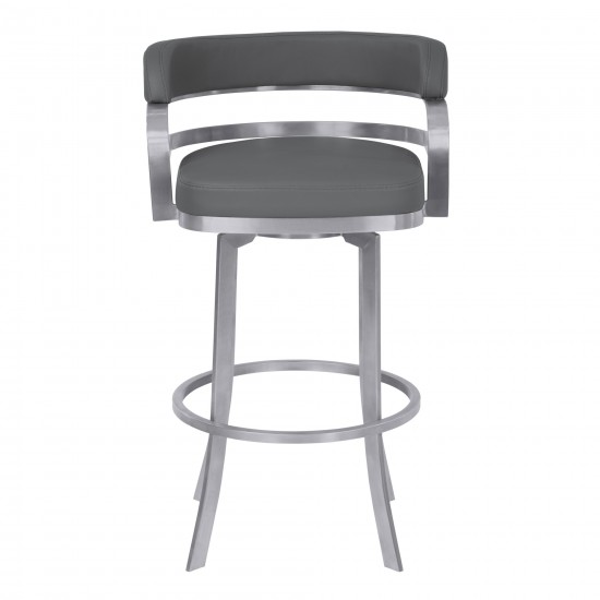 Prinz 26" Counter Height Swivel Grey Faux Leather Bar Stool