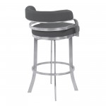 Prinz 26" Counter Height Swivel Grey Faux Leather Bar Stool