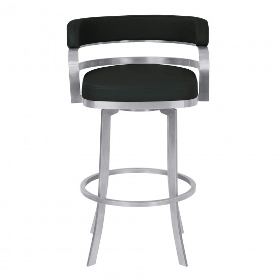 Prinz 26" Counter Height Swivel Black Faux Leather Bar Stool