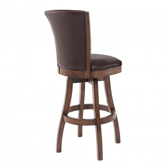 Raleigh 26" Counter Height Swivel Wood Barstool in Chestnut Finish