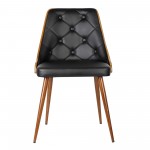 Lily Mid-Century Dining Chair in Walnut Finish and Black Faux Leather