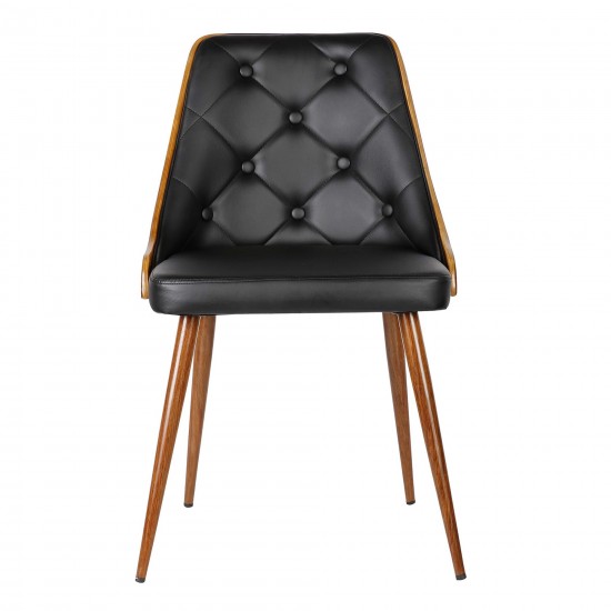 Lily Mid-Century Dining Chair in Walnut Finish and Black Faux Leather