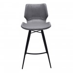 Zurich 26" Counter Height Metal Barstool in Vintage Gray Faux Leather