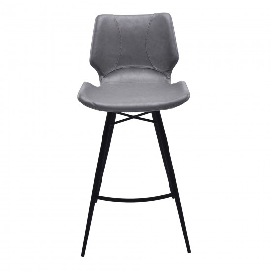 Zurich 26" Counter Height Metal Barstool in Vintage Gray Faux Leather