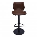 Zuma Adjustable Swivel Metal Barstool in Vintage Coffee Faux Leather