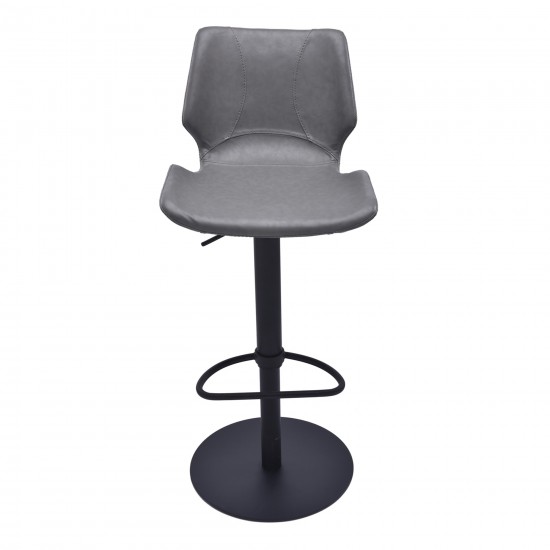 Zuma Adjustable Swivel Metal Barstool in Vintage Gray Faux Leather