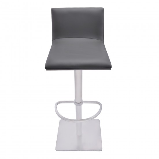 Crystal Adjustable Height Swivel Grey Faux Leather and Grey Walnut Bar Stool