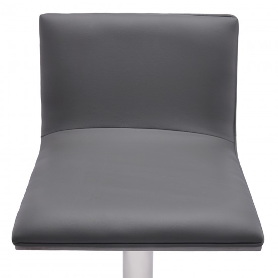 Crystal Adjustable Height Swivel Grey Faux Leather and Grey Walnut Bar Stool