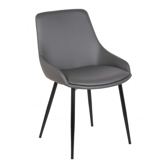 Mia Dining Chair in Gray Faux Leather w/ Black Powder Coated Metal Legs