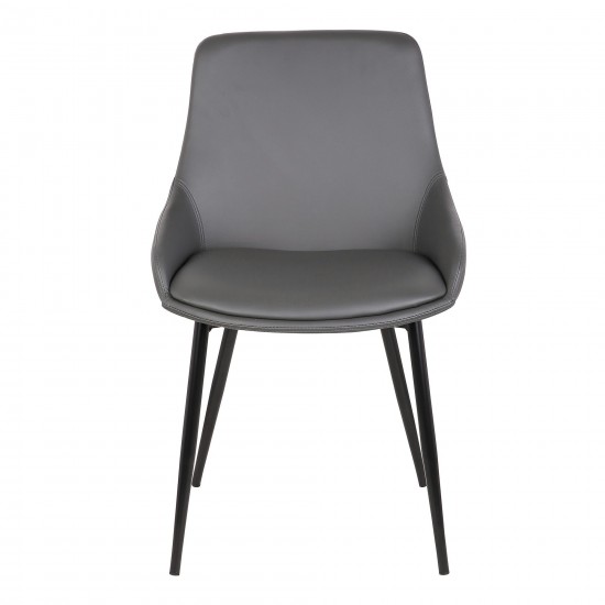 Mia Dining Chair in Gray Faux Leather w/ Black Powder Coated Metal Legs