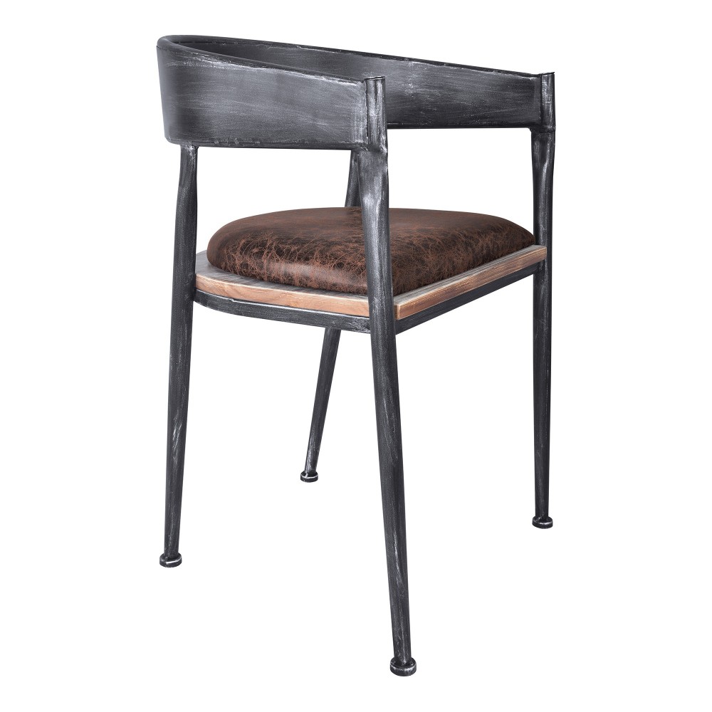 Macey Modern Dining Chair in Industrial Gray and Brown Fabric - Set of 2