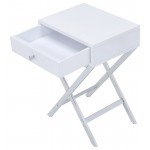 ACME Coleen Side Table, White & Chrome