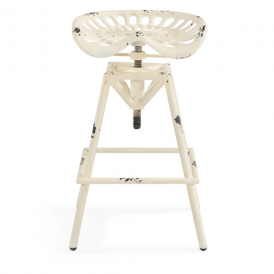 Osbourne Adjustable Industrial Metal Barstool in Antique White finish