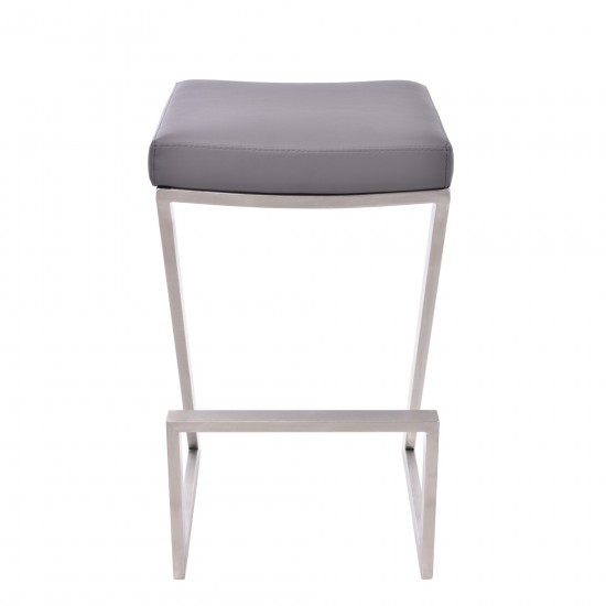 Atlantis 26" Counter Height Backless Grey Faux Leather Bar Stool