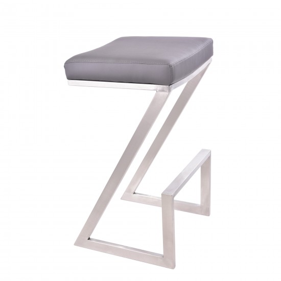 Atlantis 30" Bar Height Backless Grey Faux Leather Bar Stool