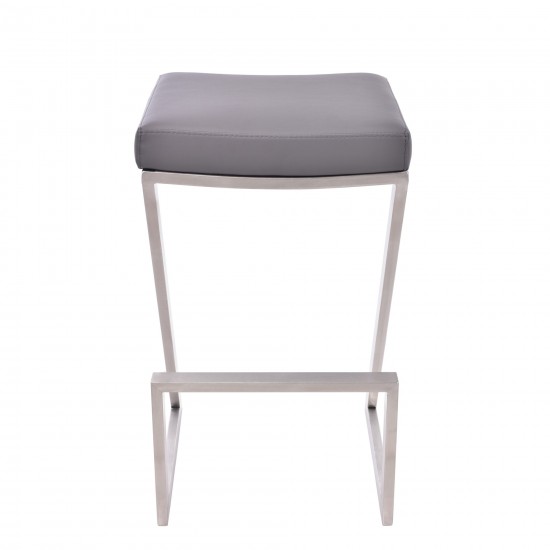 Atlantis 30" Bar Height Backless Grey Faux Leather Bar Stool