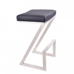 Atlantis 26" Counter Height Backless Black Faux Leather Bar Stool