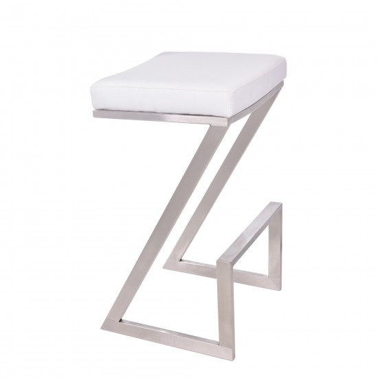 Atlantis 26" Counter Height Backless White Faux Leather Bar Stool