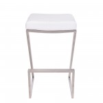 Atlantis 26" Counter Height Backless White Faux Leather Bar Stool