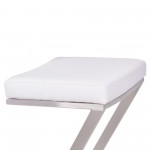 Atlantis 30" Bar Height Backless White Faux Leather Bar Stool