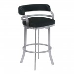 Prinz 30" Bar Height Swivel Black Faux Leather Bar Stool