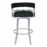 Prinz 30" Bar Height Swivel Black Faux Leather Bar Stool