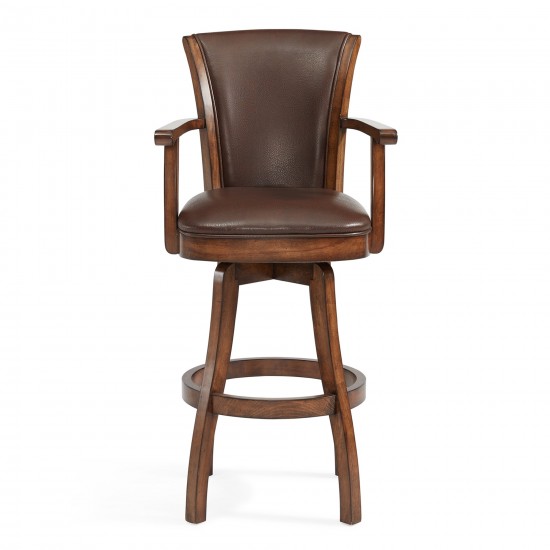 Raleigh 26" Counter Height Swivel Kahlua Faux Leather Bar Stool