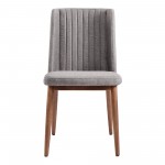 Wade Mid-Century Dining Chair in Walnut Finish and Gray Fabric - Set of 2