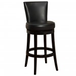 Boston 26" Counter Height Swivel Black Faux Leather and Black Wood Bar Stool