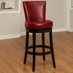 Boston 30" Bar Height Swivel Red Faux Leather and Black Wood Bar Stool