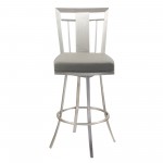 Cleo 26" Modern Swivel Barstool In Gray and Stainless Steel