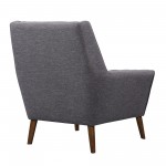 Cobra Mid-Century Modern Chair in Dark Gray Linen and Walnut Legs