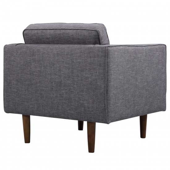 Element Mid-Century Modern Chair in Dark Gray Linen and Walnut Legs