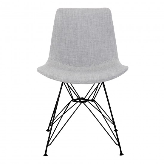 Palmetto Contemporary Dining Chair in Gray Fabric with Black Metal Legs