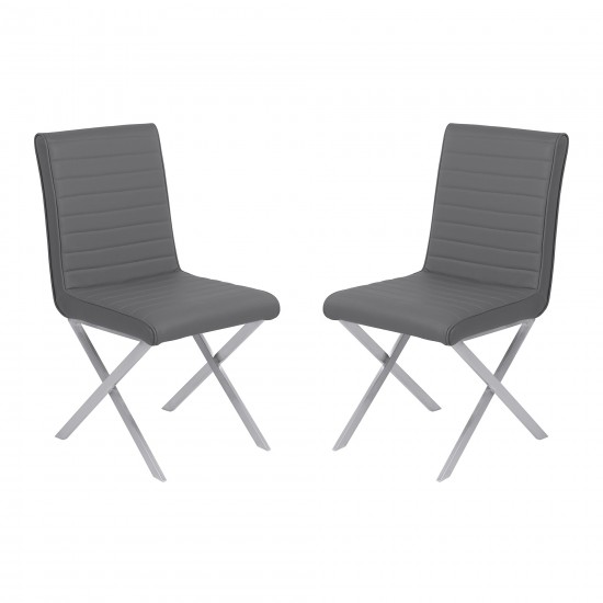 Tempe Dining Chair in Gray Faux Leather - Set of 2