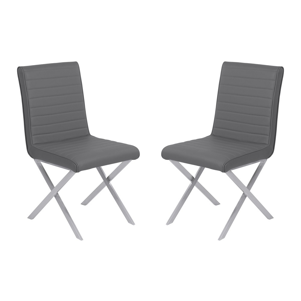 Tempe Dining Chair in Gray Faux Leather - Set of 2 Tempe Dining Chair in Gray Faux Leather - Set of 2