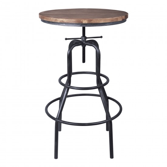 Titan Industrial Adjustable Pub Table in Industrial Gray and Pine Wood Top