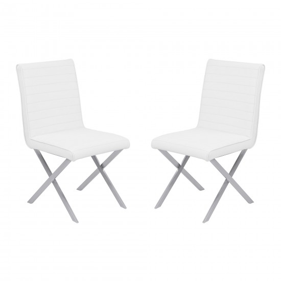 Tempe Dining Chair in White Faux Leather - Set of 2