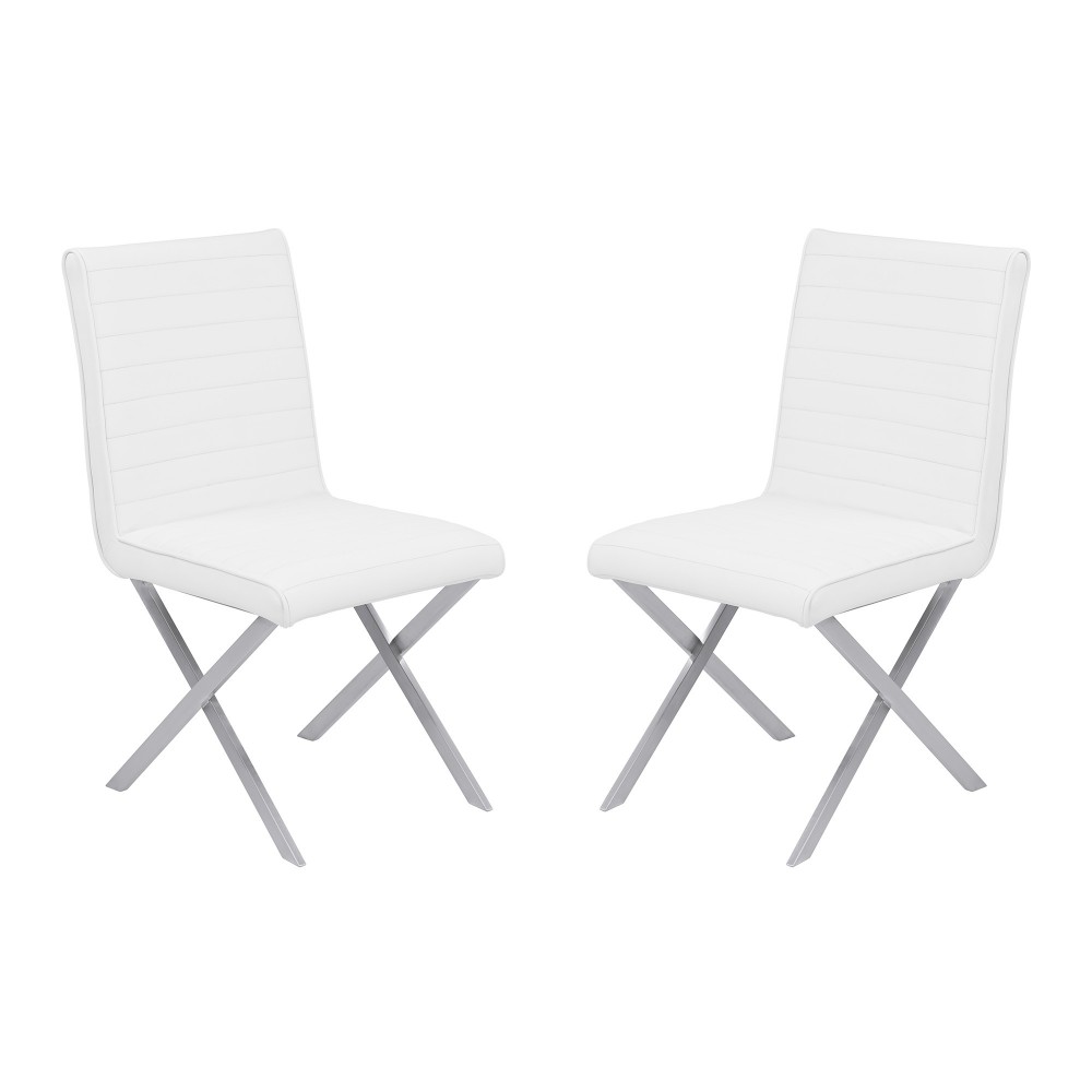 Tempe Dining Chair in White Faux Leather - Set of 2