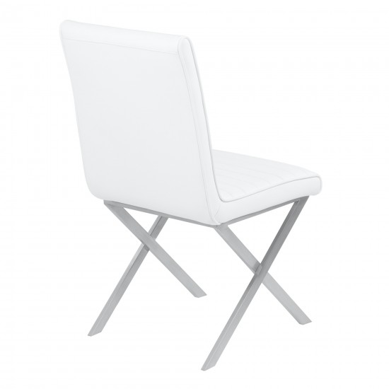 Tempe Dining Chair in White Faux Leather - Set of 2