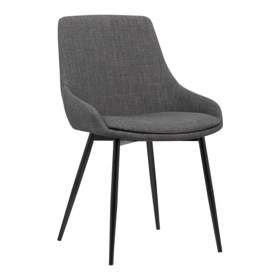 Mia Dining Chair in Charcoal Fabric w/ Black Powder Coated Metal Legs