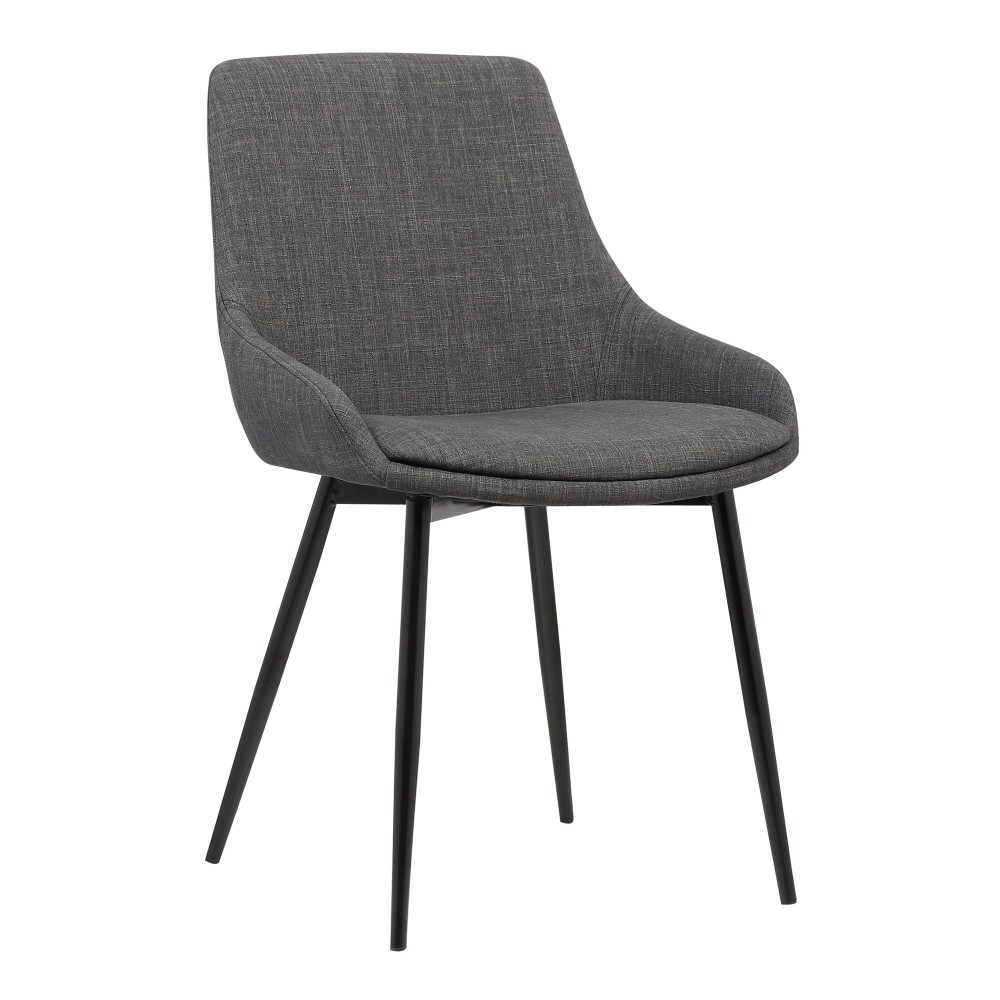 Mia Dining Chair in Charcoal Fabric w/ Black Powder Coated Metal Legs Mia Dining Chair in Charcoal Fabric w/ Black Powder Coated Metal Legs