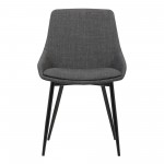Mia Dining Chair in Charcoal Fabric w/ Black Powder Coated Metal Legs