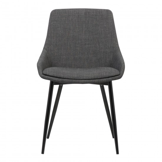 Mia Dining Chair in Charcoal Fabric w/ Black Powder Coated Metal Legs