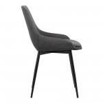 Mia Dining Chair in Charcoal Fabric w/ Black Powder Coated Metal Legs