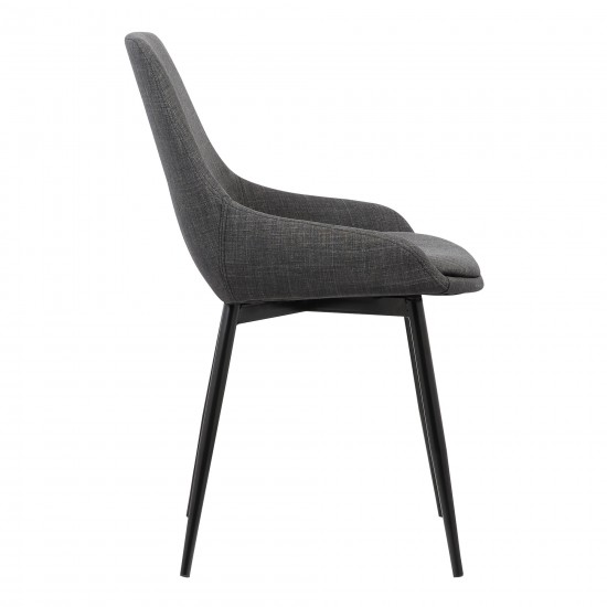 Mia Dining Chair in Charcoal Fabric w/ Black Powder Coated Metal Legs