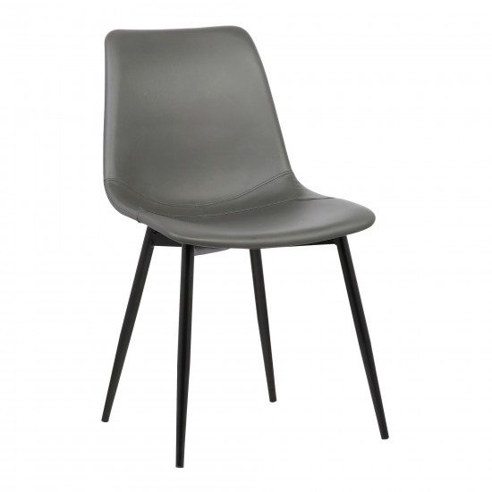 Monte Dining Chair in Gray Faux Leather w/ Black Powder Coated Metal Legs