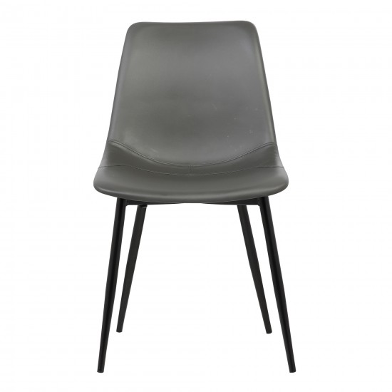 Monte Dining Chair in Gray Faux Leather w/ Black Powder Coated Metal Legs