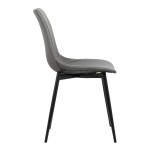 Monte Dining Chair in Gray Faux Leather w/ Black Powder Coated Metal Legs